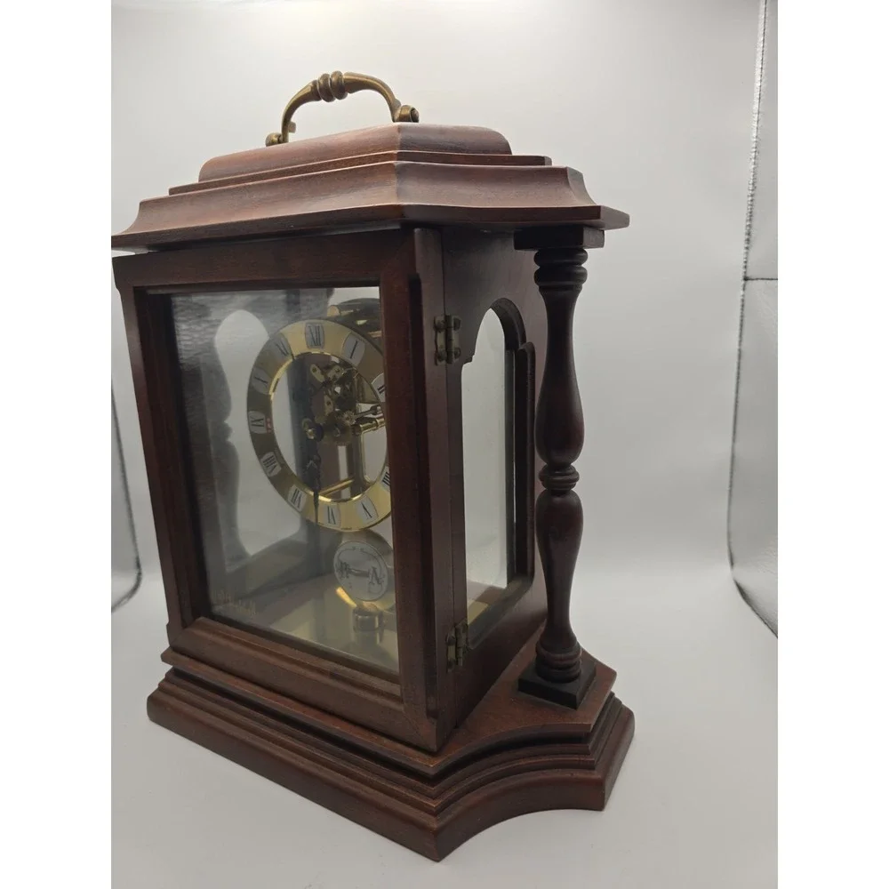 Vintage H.L. HUBBELL Skeleton Mantel Clock Working Pendelum Is Not Attached
